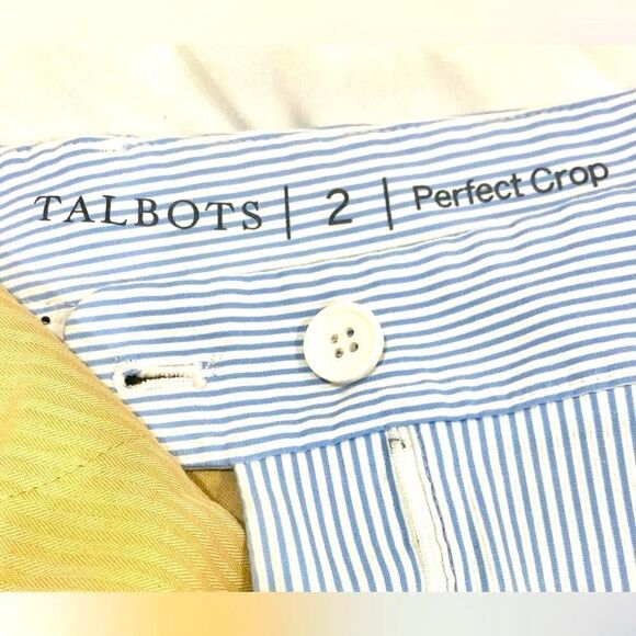 Talbots perfect crop white&blue stripped pants 3 buttons at ankle length size 2 - Picture 2 of 6